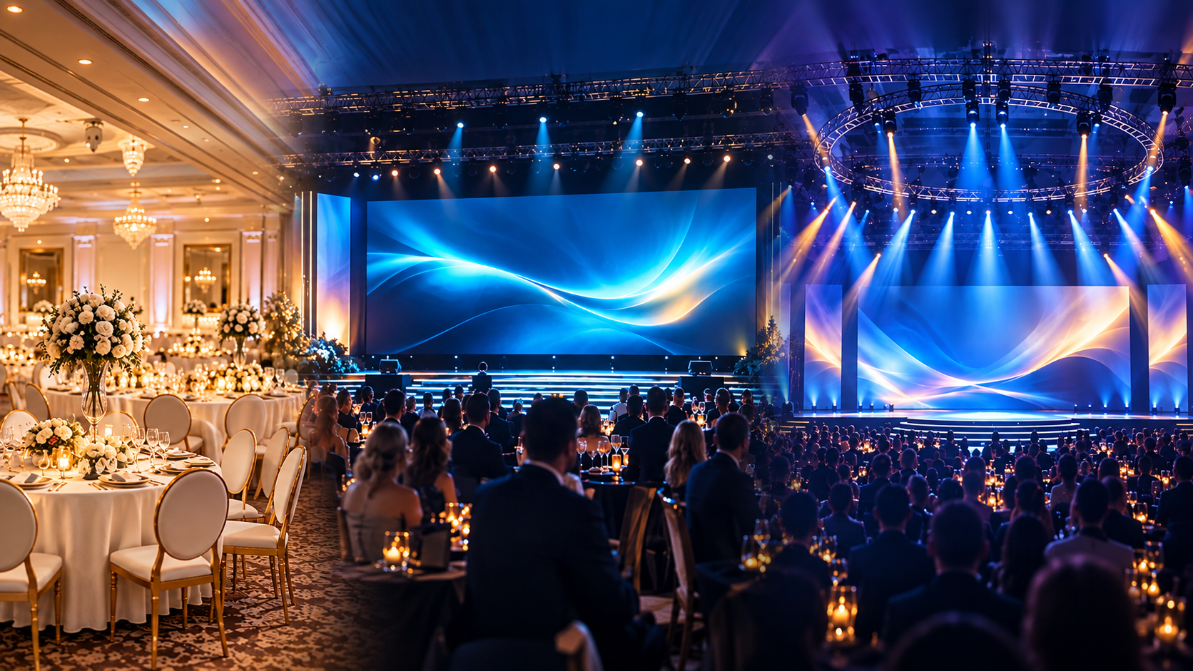 Event furniture, LED display and professional lighting application examples