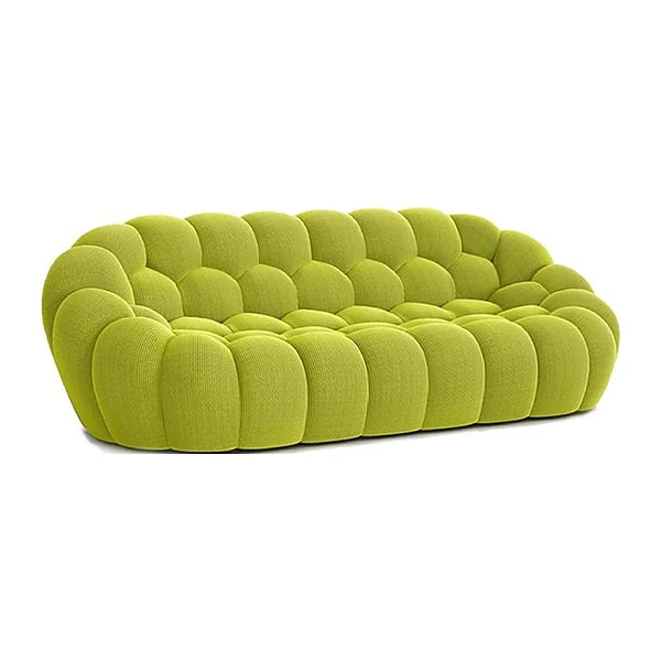 Canapé capitonné bulle vert lime en mousse compressée, modèle T-811