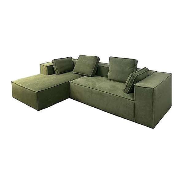 Sectionnel modulaire vert olive en mousse compressée, modèle T-028
