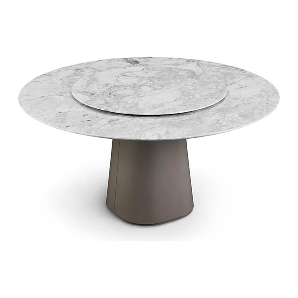 Table à manger ronde en marbre avec plateau tournant, mobilier haut de gamme