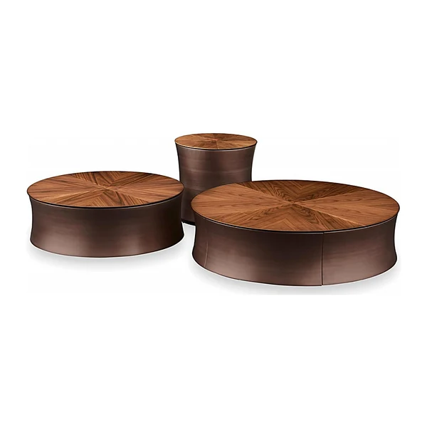 Tables basses gigognes en noyer, mobilier haut de gamme