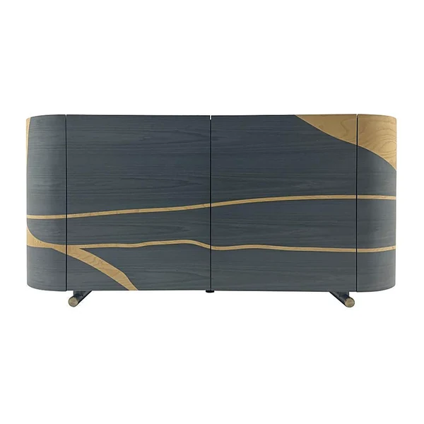 Buffet bleu nuit à veines dorées, mobilier haut de gamme