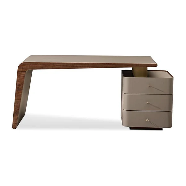 Bureau en noyer avec caisson à tiroirs, mobilier haut de gamme